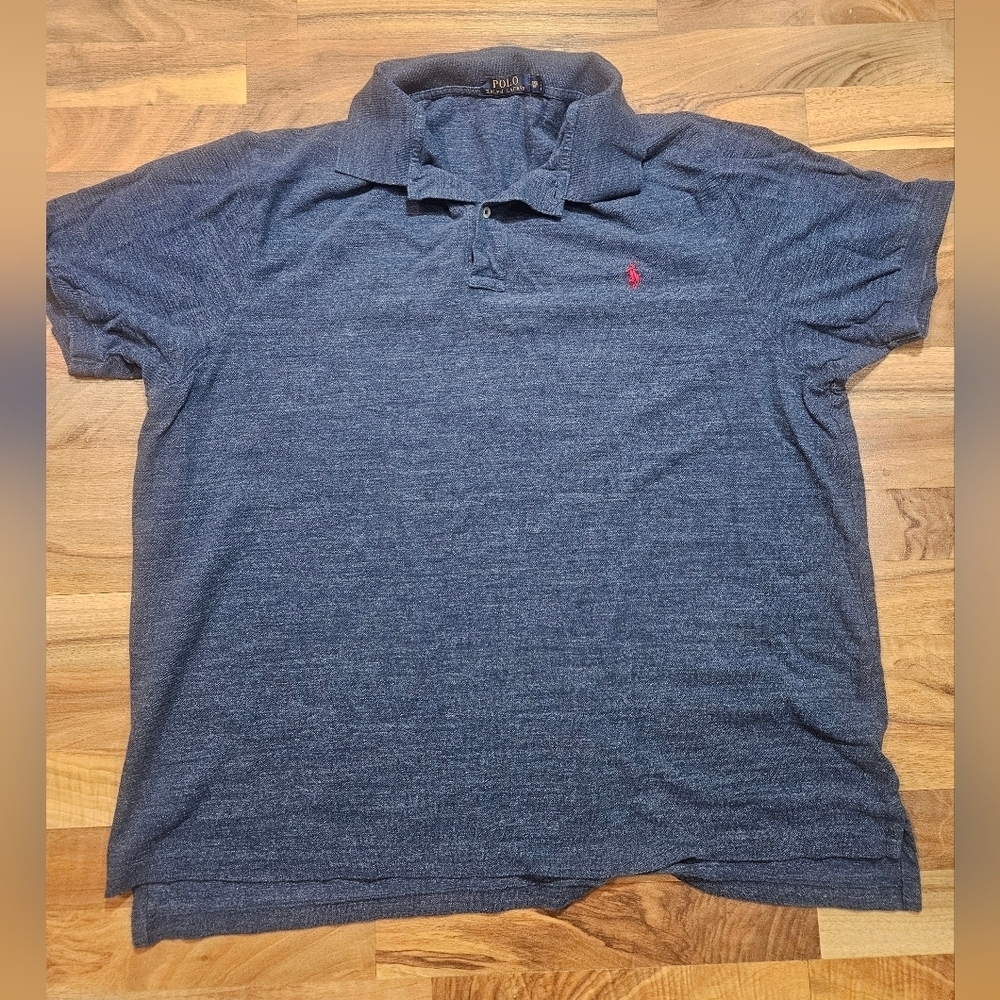 Polo Ralph Lauren Big 3XB Blue Heather Polo Shirt Short Sleeve Red Pony Logo